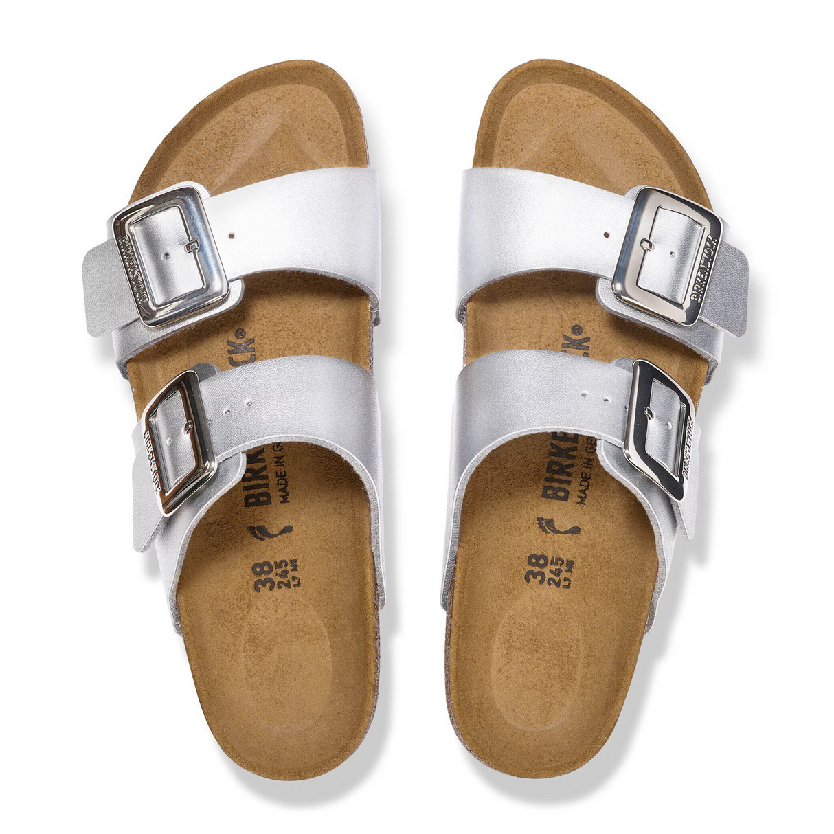 Birkenstock Sydney Luxe Buckle Slide Sandal (Women) - Metallic Silver Birko-Flor