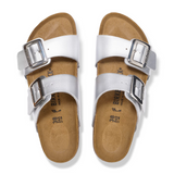 Birkenstock Sydney Luxe Buckle Slide Sandal (Women) - Metallic Silver Birko-Flor