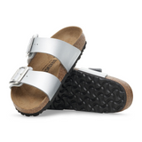 Birkenstock Sydney Luxe Buckle Slide Sandal (Women) - Metallic Silver Birko-Flor