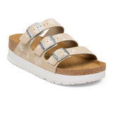 Birkenstock Florida III Flex Platform Slide Sandal (Women) - Oyster Flowers Nubuck Sandal - Slide - The Heel Shoe Fitters