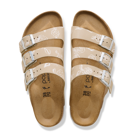 Birkenstock Florida III Flex Platform Slide Sandal (Women) - Oyster Flowers Nubuck Sandal - Slide - The Heel Shoe Fitters
