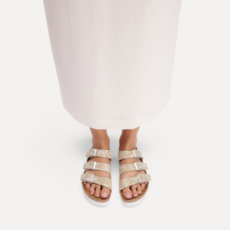 Birkenstock Florida III Flex Platform Slide Sandal (Women) - Oyster Flowers Nubuck Sandal - Slide - The Heel Shoe Fitters