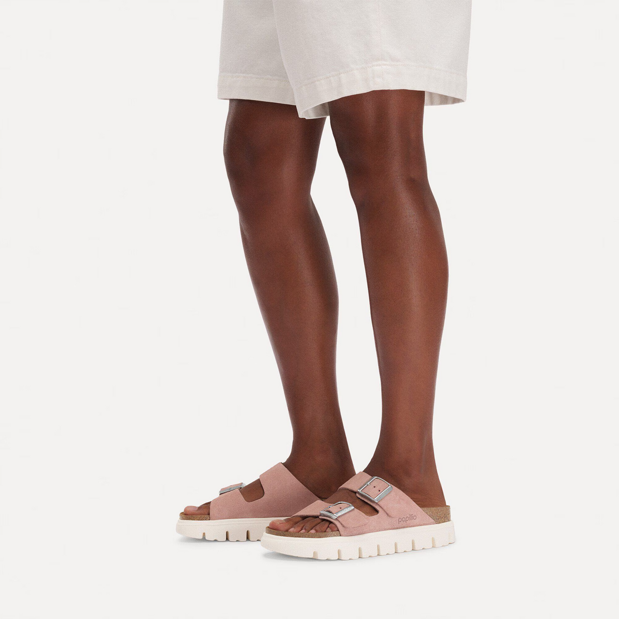 Birkenstock Arizona Chunky Narrow Slide Sandal (Women) - Pink Clay Suede Sandal - Slide - The Heel Shoe Fitters