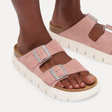 Birkenstock Arizona Chunky Narrow Slide Sandal (Women) - Pink Clay Suede Sandal - Slide - The Heel Shoe Fitters
