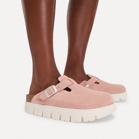 Birkenstock Boston Chunky Narrow Clog (Women) - Pink Clay Suede Dress-Casual - Clogs & Mules - The Heel Shoe Fitters