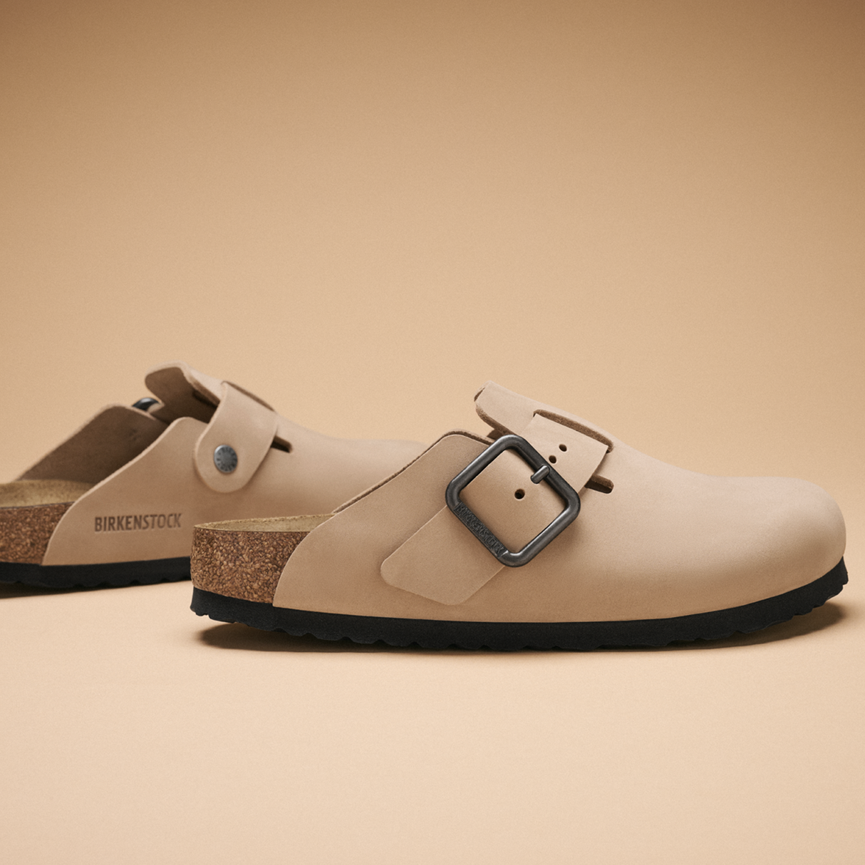 Birkenstock Boston Wire Buckle Clog (Men) - Sandcastle Nubuck Dress-Casual - Clogs & Mules - The Heel Shoe Fitters