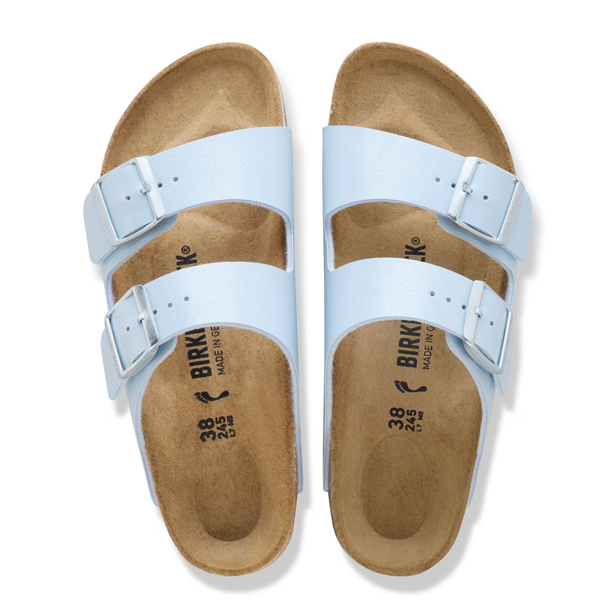 Birkenstock Arizona Narrow Slide Sandal (Women) - Graceful Baby Blue Birko-Flor Sandal - Slide - The Heel Shoe Fitters