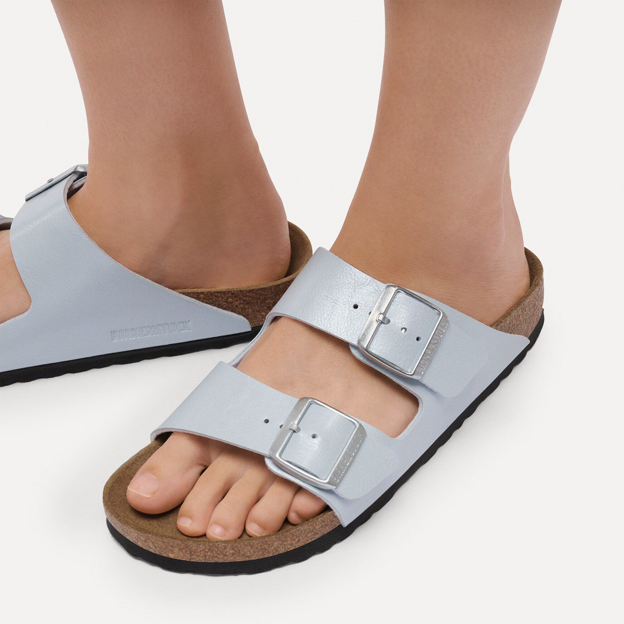 Birkenstock Arizona Narrow Slide Sandal (Women) - Graceful Baby Blue Birko-Flor Sandal - Slide - The Heel Shoe Fitters