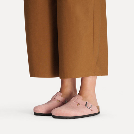 Birkenstock Boston Narrow Clog (Women) - Pink Clay Suede Dress-Casual - Clogs & Mules - The Heel Shoe Fitters