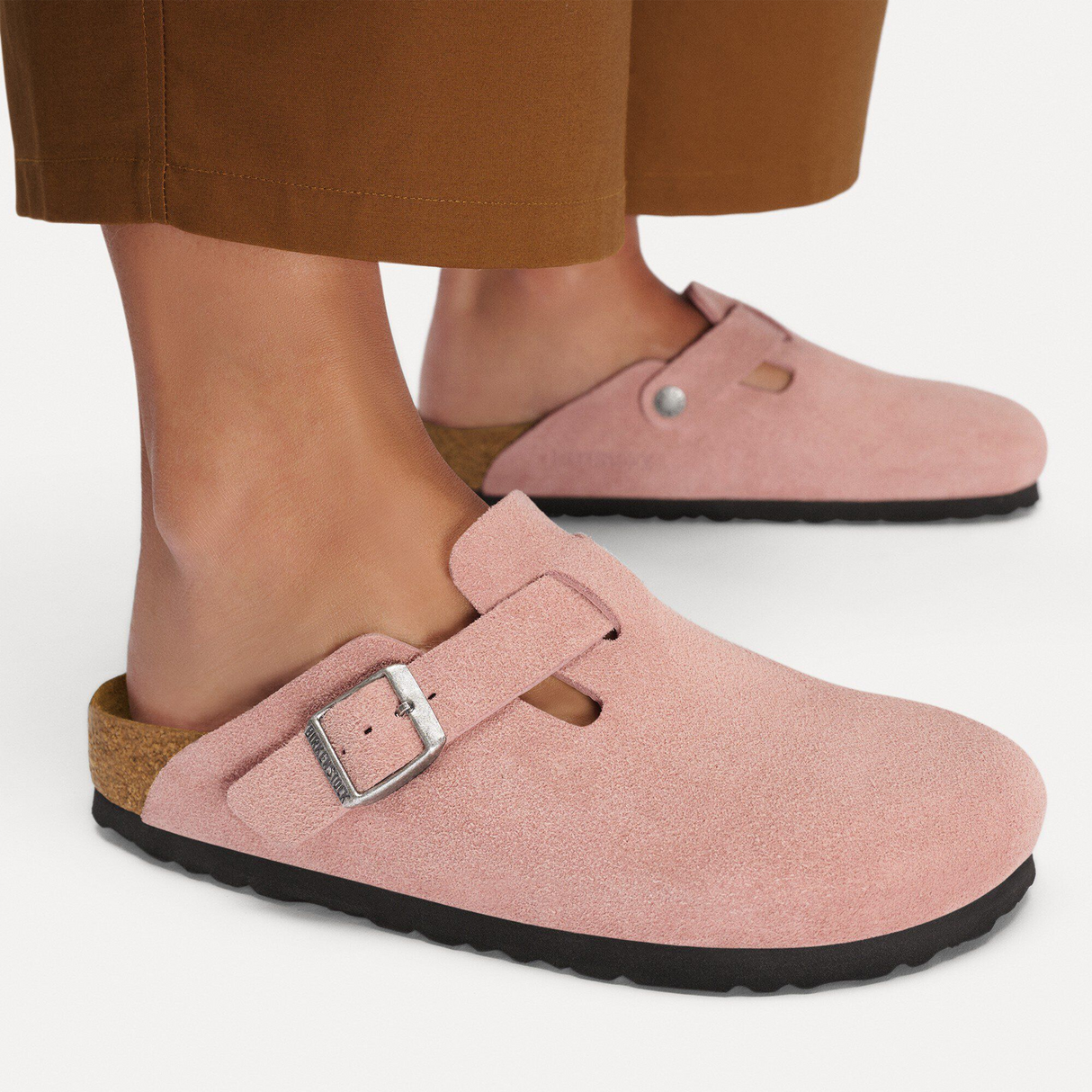 Birkenstock Boston Narrow Clog (Women) - Pink Clay Suede Dress-Casual - Clogs & Mules - The Heel Shoe Fitters