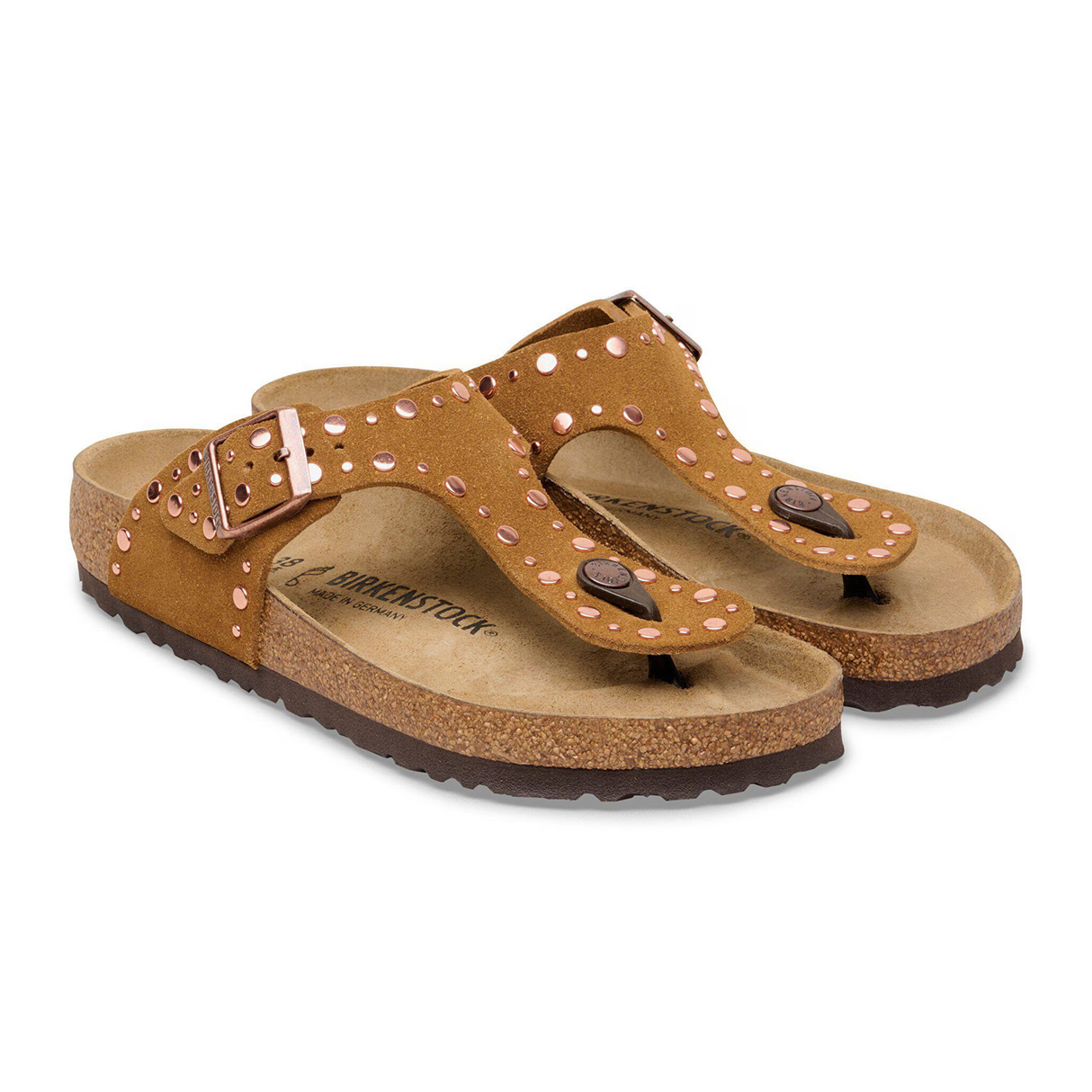 Birkenstock Gizeh Rivets Sandal (Women) - Mink Suede Sandal - Thong - The Heel Shoe Fitters
