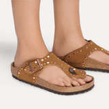 Birkenstock Gizeh Rivets Sandal (Women) - Mink Suede Sandal - Thong - The Heel Shoe Fitters