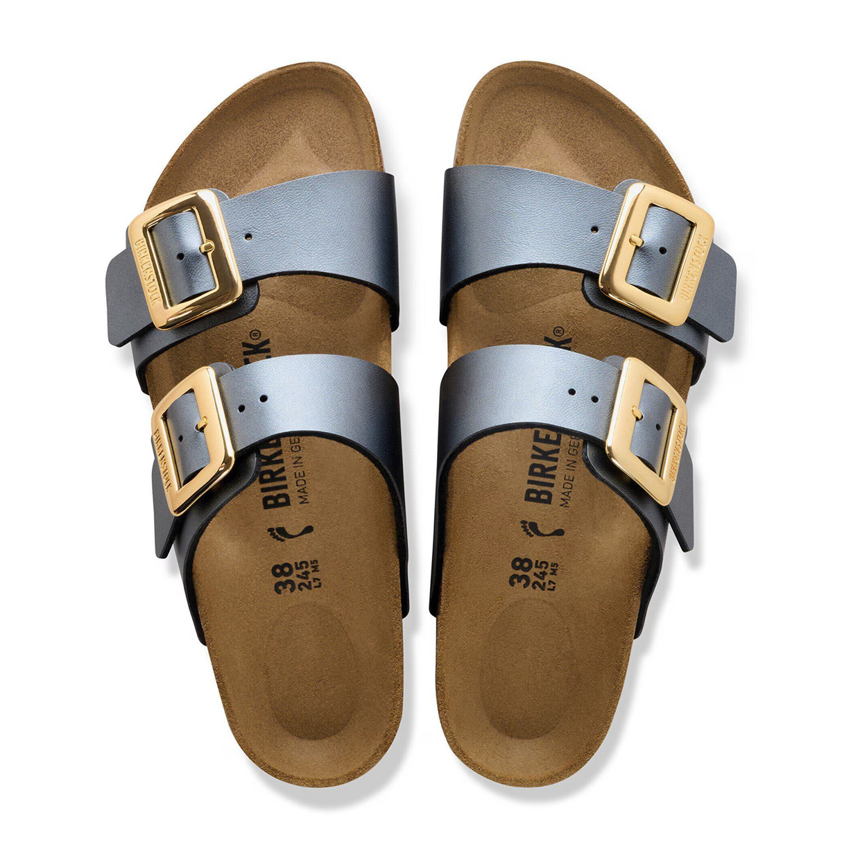 Birkenstock Sydney Luxe Buckle Slide Sandal (Women) - Metallic Black Birko-Flor Sandal - Slide - The Heel Shoe Fitters