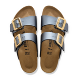 Birkenstock Sydney Luxe Buckle Slide Sandal (Women) - Metallic Black Birko-Flor Sandal - Slide - The Heel Shoe Fitters