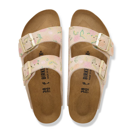 Birkenstock Arizona Slide Sandal (Women) - Flowers Sandcastle Suede Sandal - Slide - The Heel Shoe Fitters