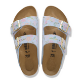 Birkenstock Arizona Narrow Slide Sandal (Women) - Flowers Baby Blue Suede Sandal - Slide - The Heel Shoe Fitters