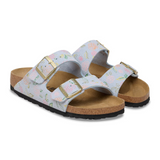 Birkenstock Arizona Narrow Slide Sandal (Women) - Flowers Baby Blue Suede Sandal - Slide - The Heel Shoe Fitters