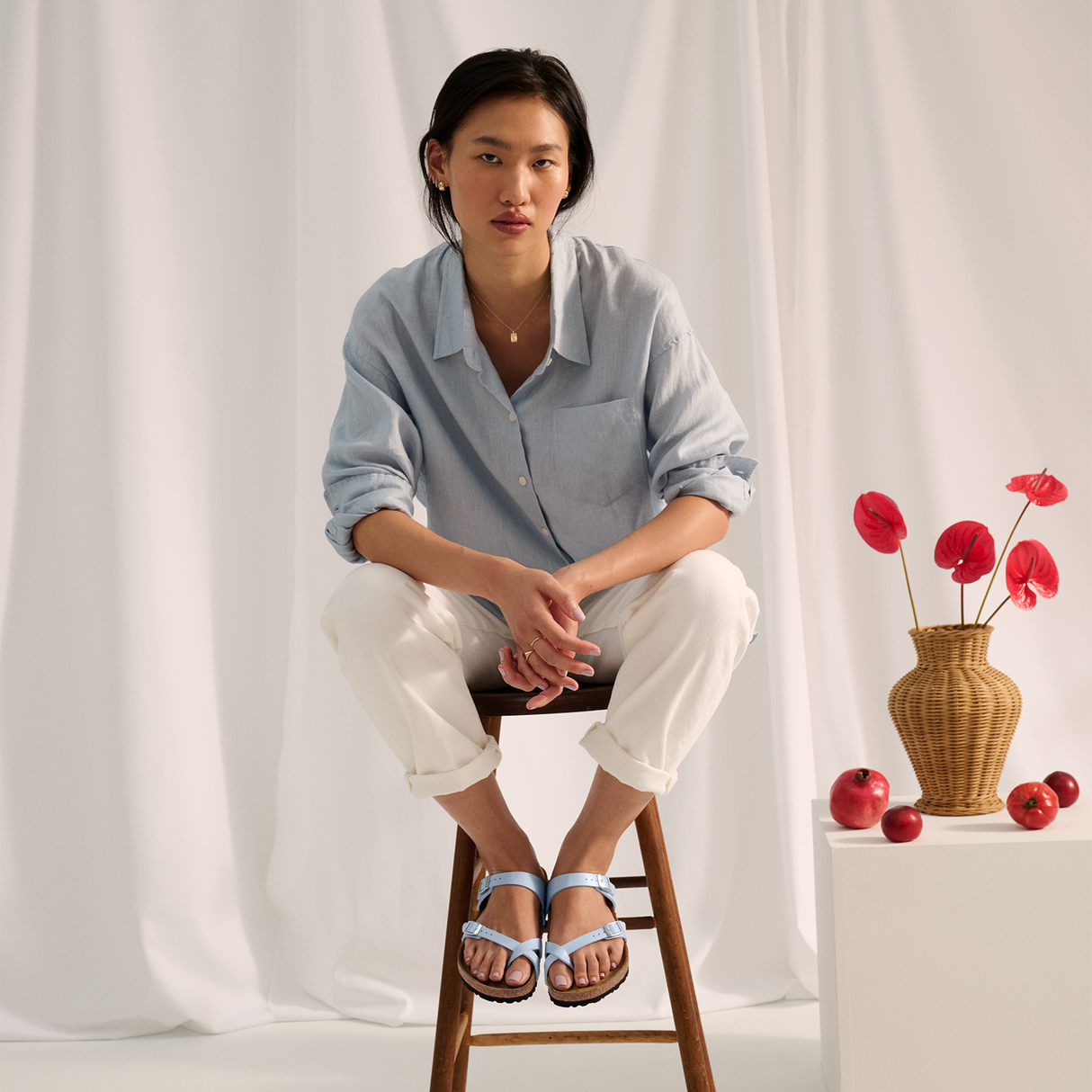 Birkenstock Mayari Sandal (Women) - Graceful Baby Blue Birko-Flor Sandal - Thong - The Heel Shoe Fitters