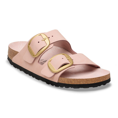 Birkenstock Arizona Big Buckle Narrow Slide Sandal (Women) - Soft Pink Nubuck Sandal - Slide - The Heel Shoe Fitters