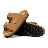 Birkenstock Arizona Big Buckle Narrow Slide Sandal (Women) - Mink Nubuck Sandal - Slide - The Heel Shoe Fitters