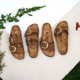 Birkenstock Arizona Big Buckle Narrow Slide Sandal (Women) - Mink Nubuck Sandal - Slide - The Heel Shoe Fitters