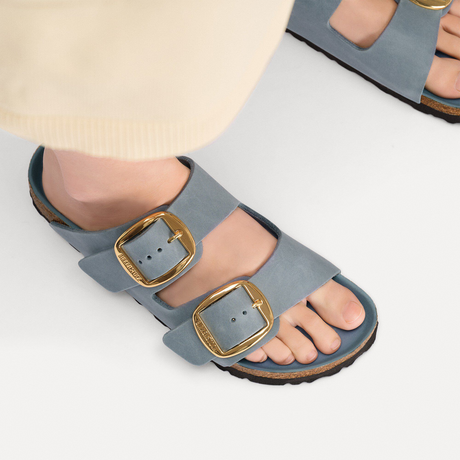 Birkenstock Arizona Big Buckle Narrow Slide Sandal (Women) - Basalt Gray Oiled Leather Sandal - Slide - The Heel Shoe Fitters