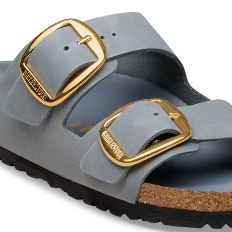 Birkenstock Arizona Big Buckle Narrow Slide Sandal (Women) - Basalt Gray Oiled Leather Sandal - Slide - The Heel Shoe Fitters