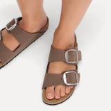 Birkenstock Arizona Big Buckle Slide Sandal (Women) - Mocha Birkibuc