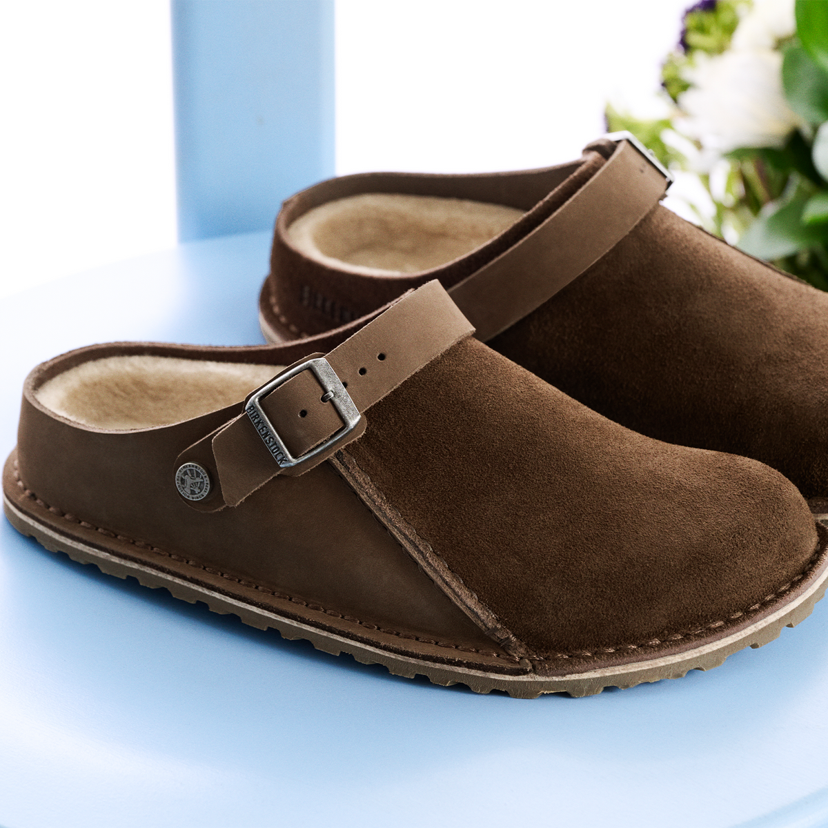 Birkenstock Lutry Shearling Clog (Men) - Carafe Suede/Nubuck