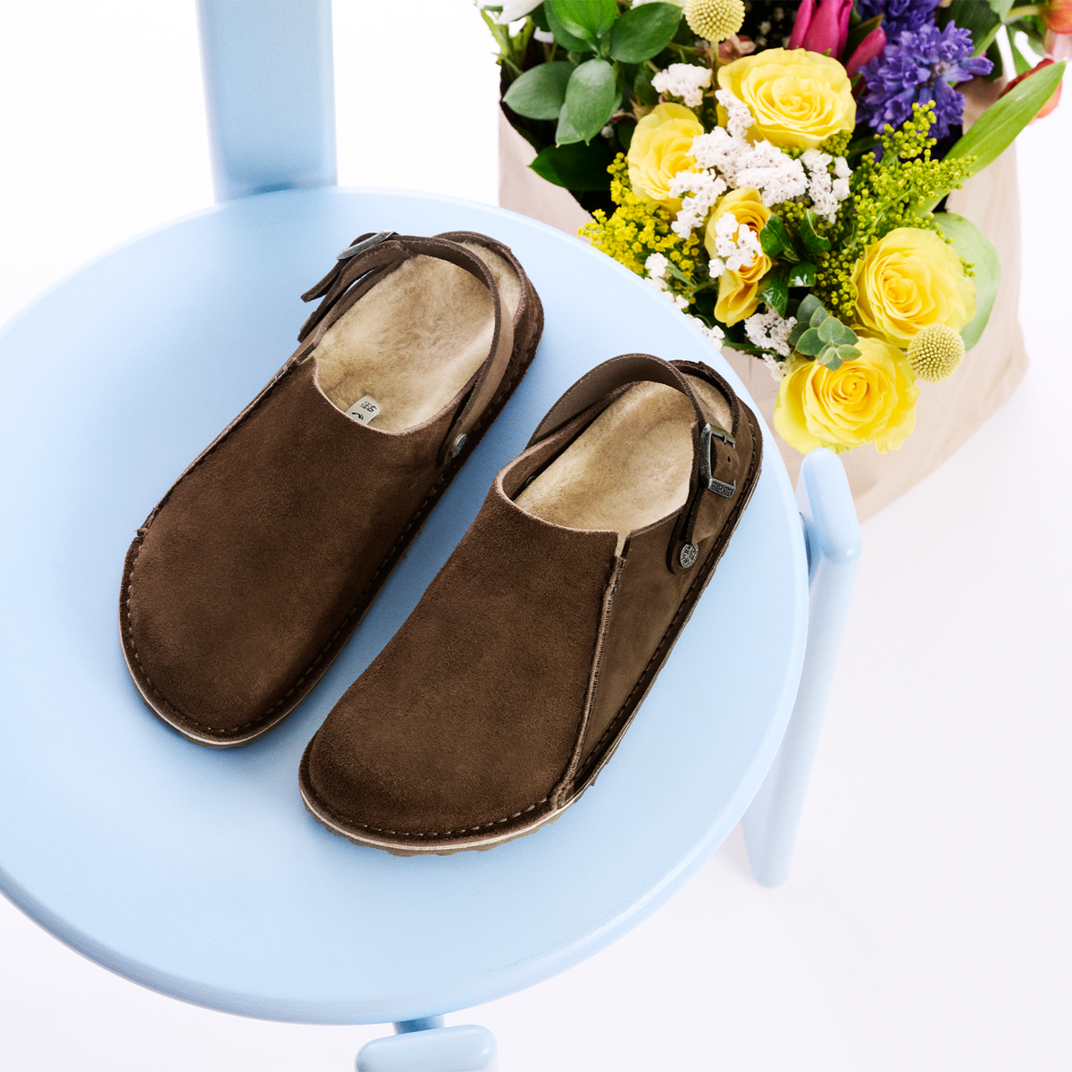 Birkenstock Lutry Shearling Clog (Men) - Carafe Suede/Nubuck