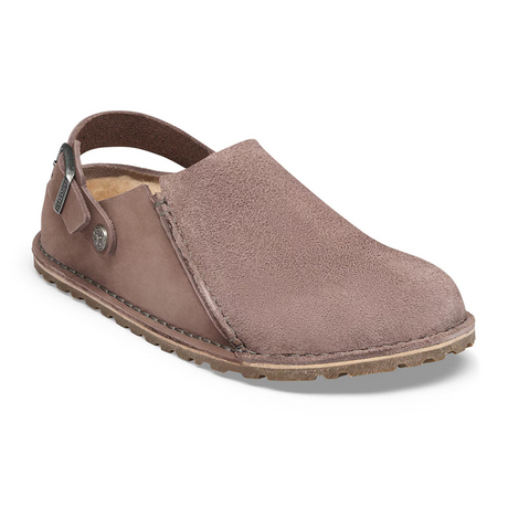 Birkenstock Lutry Shearling Clog (Women) - Faded Purple Suede/Nubuck Dress-Casual - Clogs & Mules - The Heel Shoe Fitters