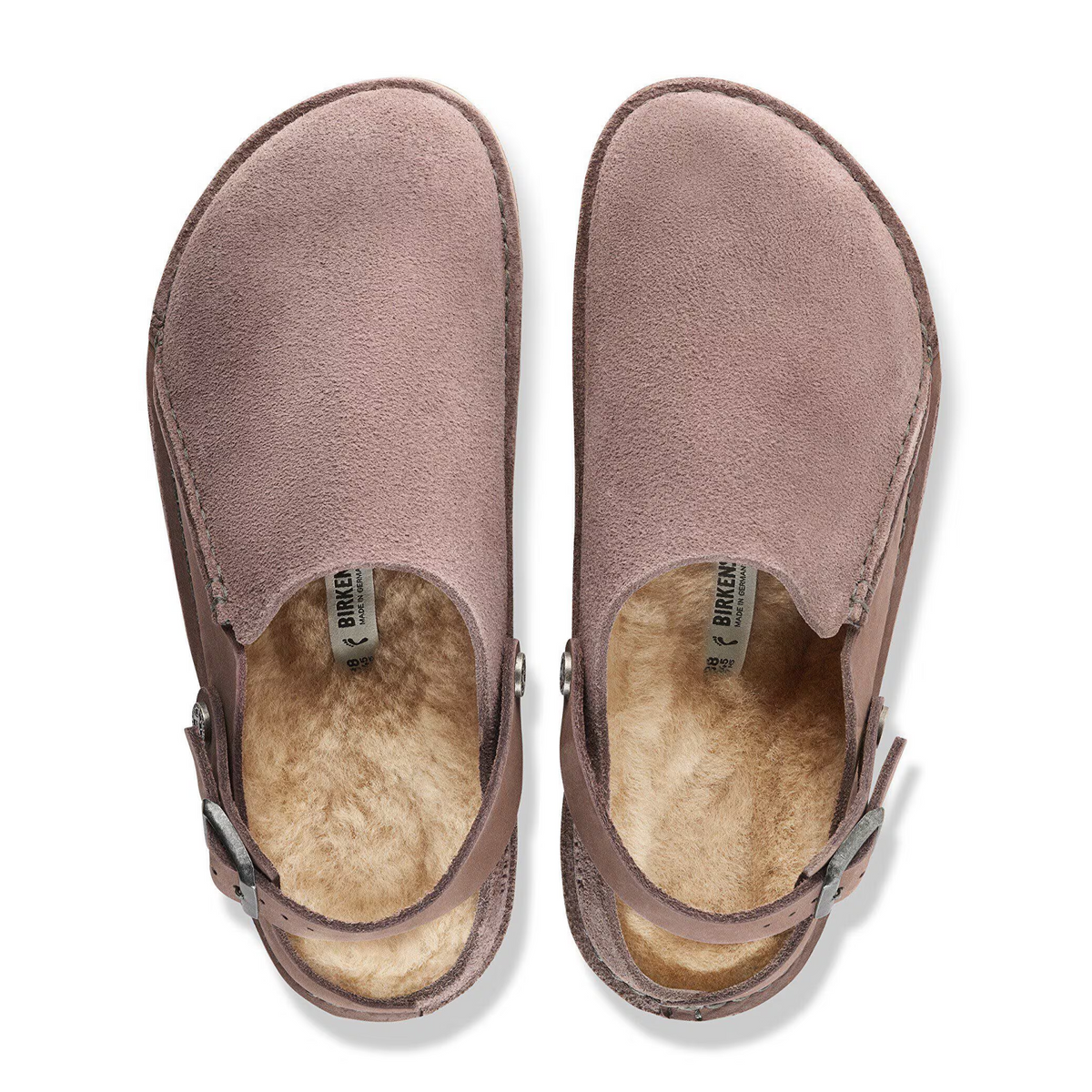 Birkenstock Lutry Shearling Clog (Women) - Faded Purple Suede/Nubuck Dress-Casual - Clogs & Mules - The Heel Shoe Fitters