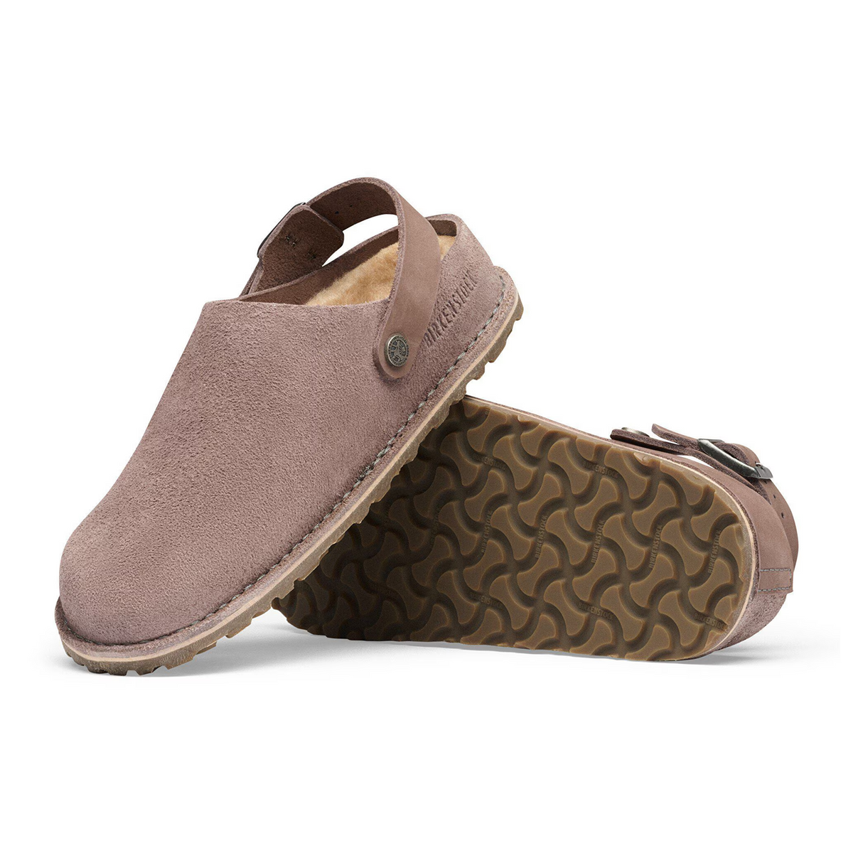 Birkenstock Lutry Shearling Clog (Women) - Faded Purple Suede/Nubuck Dress-Casual - Clogs & Mules - The Heel Shoe Fitters