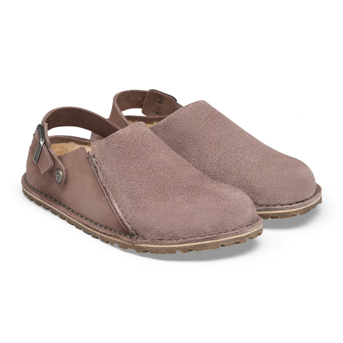 Birkenstock Lutry Shearling Clog (Women) - Faded Purple Suede/Nubuck Dress-Casual - Clogs & Mules - The Heel Shoe Fitters