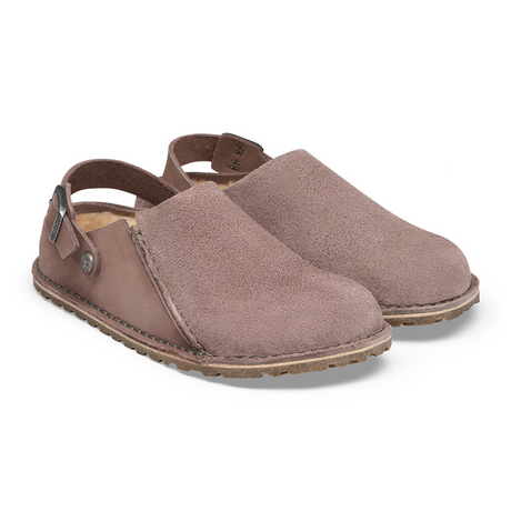 Birkenstock Lutry Shearling Clog (Women) - Faded Purple Suede/Nubuck Dress-Casual - Clogs & Mules - The Heel Shoe Fitters