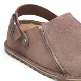 Birkenstock Lutry Shearling Clog (Women) - Faded Purple Suede/Nubuck Dress-Casual - Clogs & Mules - The Heel Shoe Fitters
