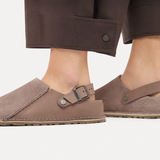 Birkenstock Lutry Shearling Clog (Women) - Faded Purple Suede/Nubuck Dress-Casual - Clogs & Mules - The Heel Shoe Fitters