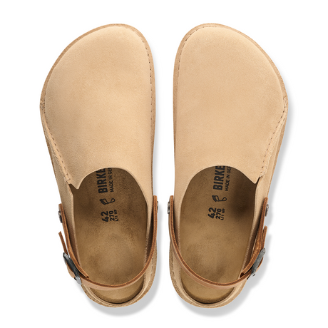 Birkenstock Lutry Clog (Women) - Sandcastle/Cognac Suede Dress-Casual - Clogs & Mules - The Heel Shoe Fitters
