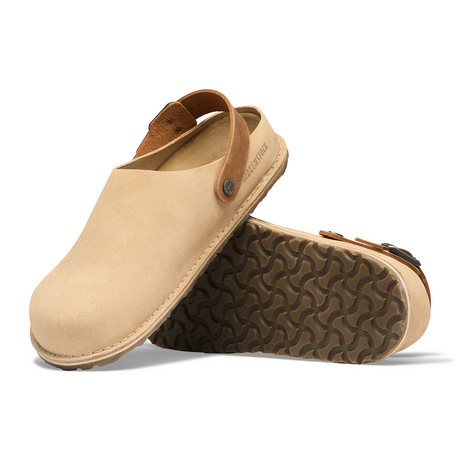 Birkenstock Lutry Clog (Women) - Sandcastle/Cognac Suede Dress-Casual - Clogs & Mules - The Heel Shoe Fitters