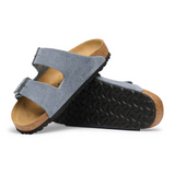 Birkenstock Arizona Slide Sandal (Men) - Stone Blue Suede Sandal - Slide - The Heel Shoe Fitters