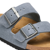 Birkenstock Arizona Slide Sandal (Men) - Stone Blue Suede Sandal - Slide - The Heel Shoe Fitters