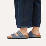 Birkenstock Arizona Slide Sandal (Men) - Stone Blue Suede Sandal - Slide - The Heel Shoe Fitters