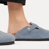 Birkenstock Boston Clog (Men) - Stone Blue Suede