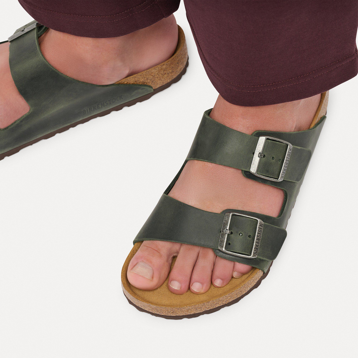 Birkenstock Arizona Slide Sandal (Men) - Thyme Oiled Leather