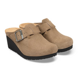 Birkenstock Fanny Wedge Clog (Women) - Gray Taupe Suede