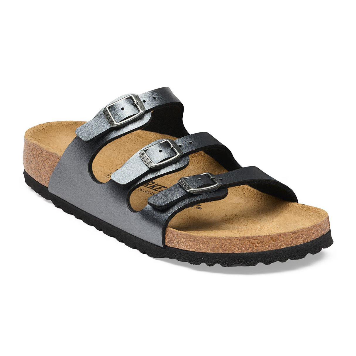 Birkenstock Florida Slide Sandal (Women) - Metallic Black Birko-Flor