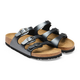 Birkenstock Florida Slide Sandal (Women) - Metallic Black Birko-Flor