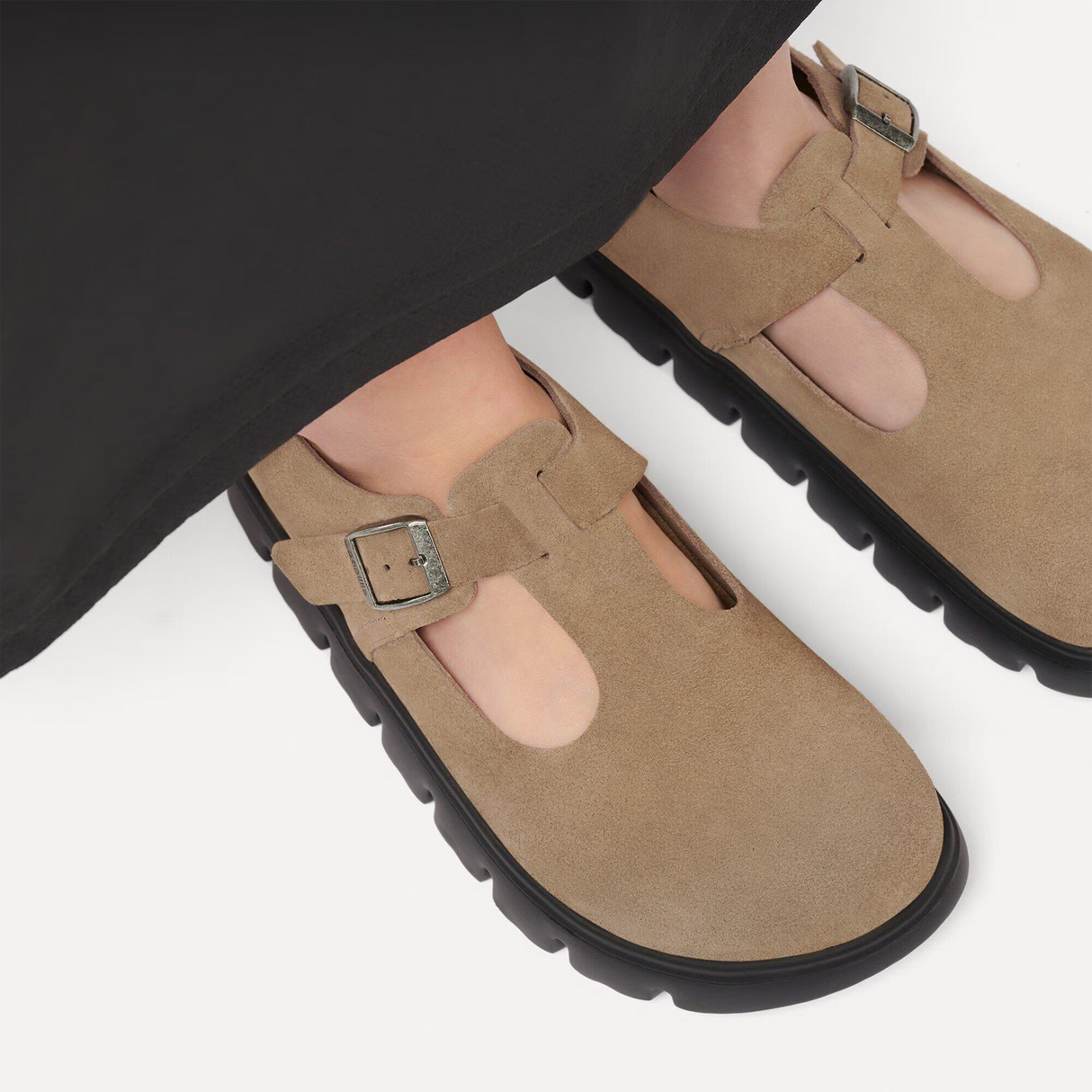 Birkenstock Paris Chunky Mary Jane (Women) - Gray Taupe Suede