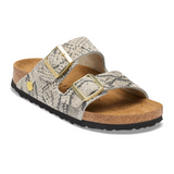 Birkenstock Arizona Slide Sandal (Women) - Snake Print Oyster Suede