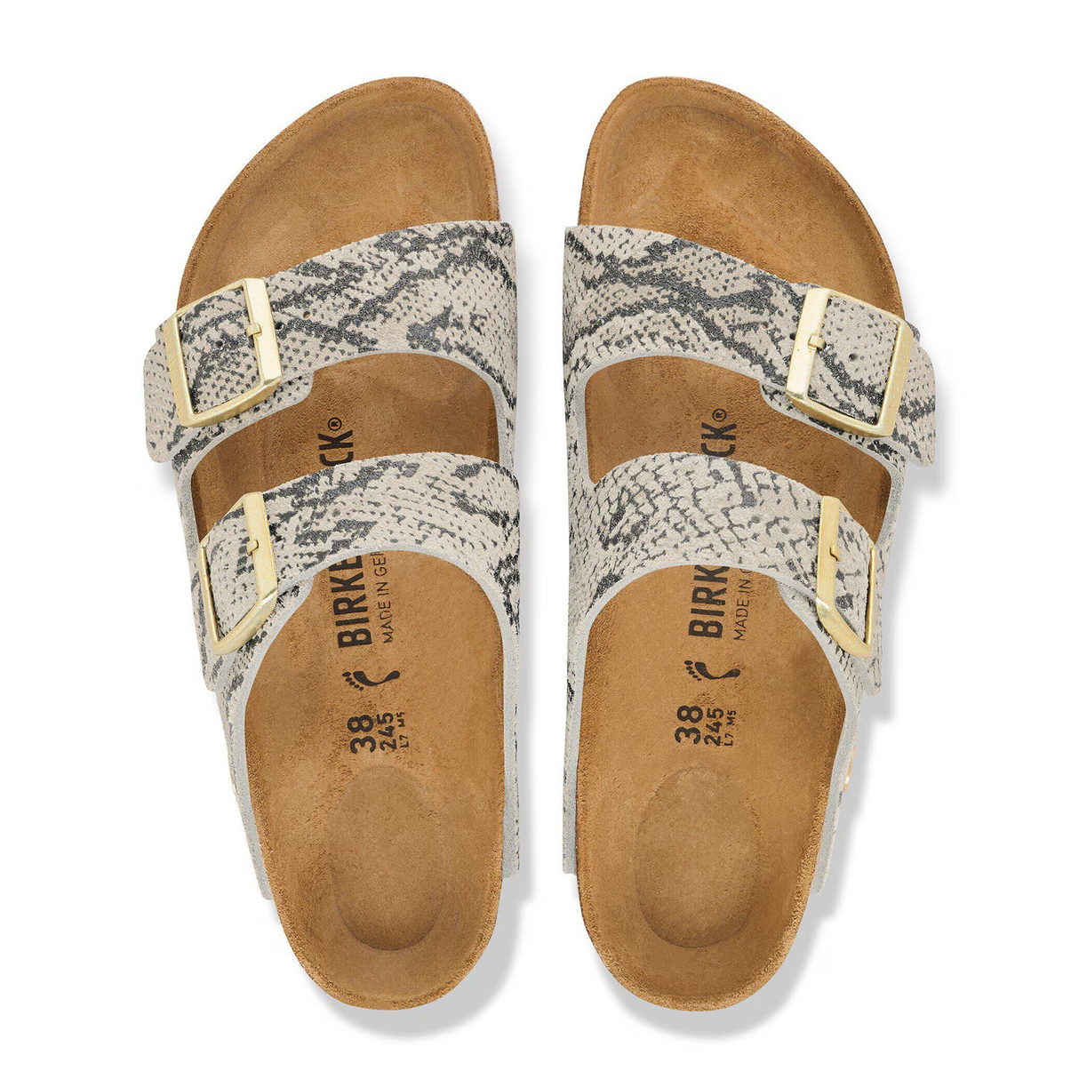 Birkenstock Arizona Slide Sandal (Women) - Snake Print Oyster Suede